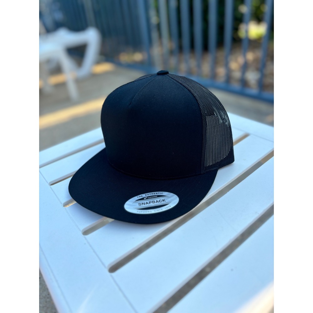 Yupoong The Classics Blank Trucker Hat Black Snapback Mesh Cap 5 Panel NEW
